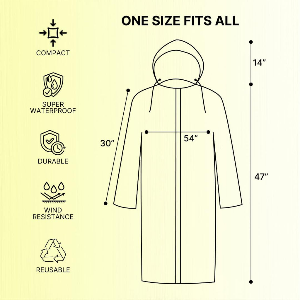 Citizen Eco-Friendly EVA Poncho Raincoat for Men & Women, Lightweight Waterproof Coat with Hood, Adjustable Drawstring, Button Closure Reusable & Durable Outdoor Rainwear