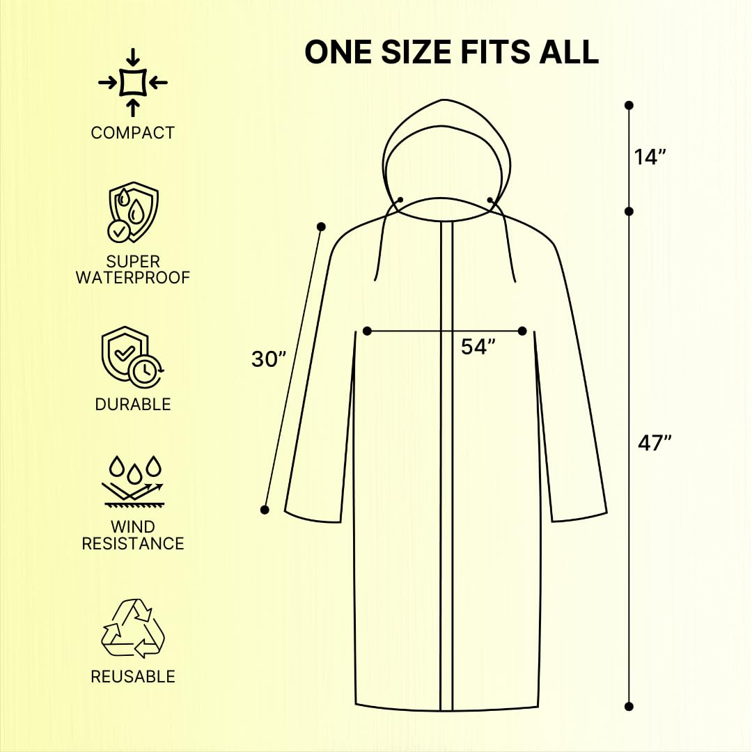 Citizen Eco-Friendly EVA Poncho Raincoat for Men & Women, Lightweight Waterproof Coat with Hood, Adjustable Drawstring, Button Closure Reusable & Durable Outdoor Rainwear