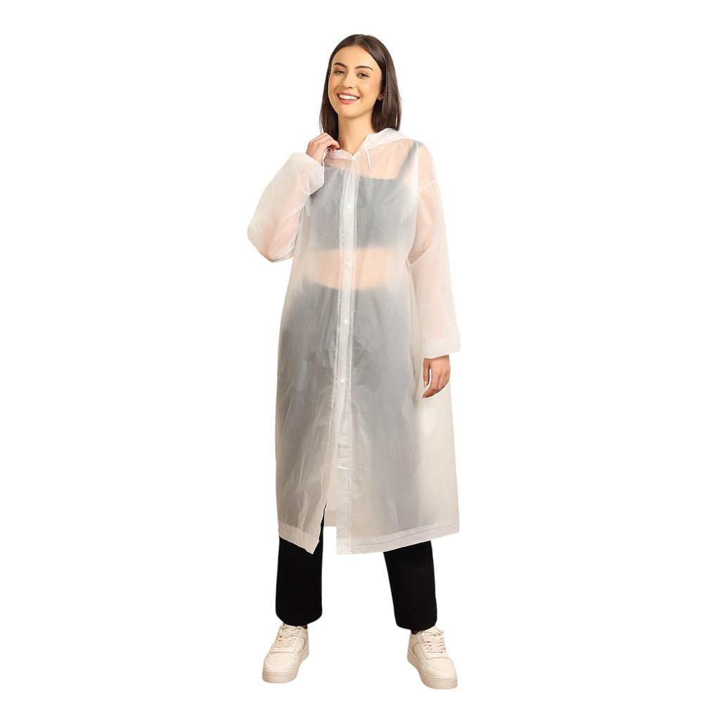 Citizen Eco-Friendly EVA Poncho Raincoat for Men & Women, Lightweight Waterproof Coat with Hood, Adjustable Drawstring, Button Closure Reusable & Durable Outdoor Rainwear