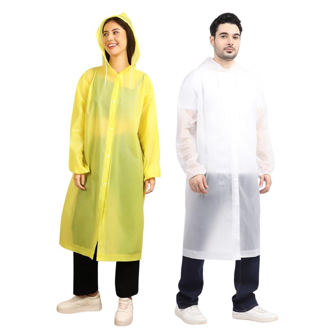 Citizen Eco-Friendly EVA Poncho Raincoat for Men & Women, Lightweight Waterproof Coat with Hood, Adjustable Drawstring, Button Closure Reusable & Durable Outdoor Rainwear