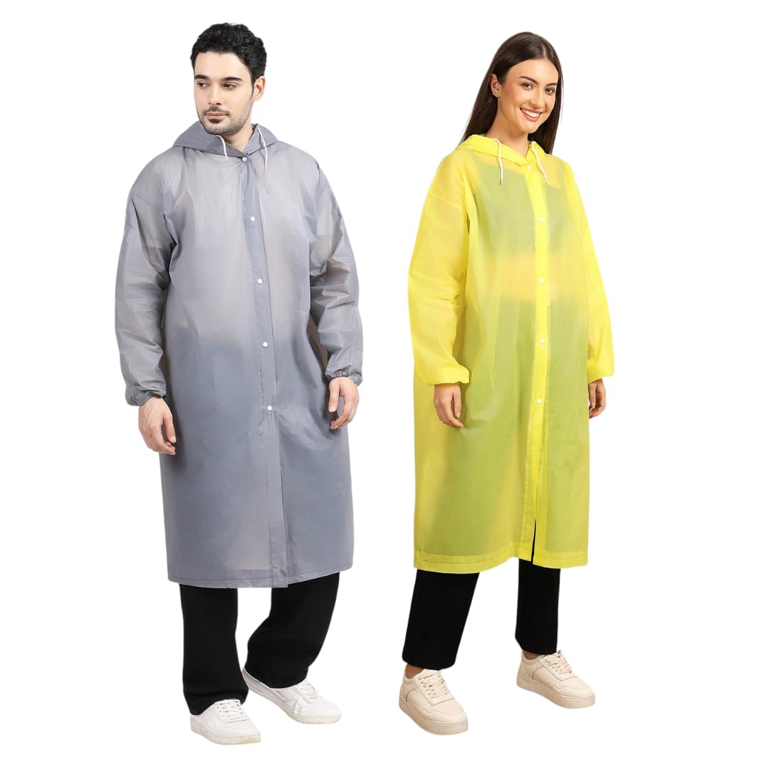 Citizen Eco-Friendly EVA Poncho Raincoat for Men & Women, Lightweight Waterproof Coat with Hood, Adjustable Drawstring, Button Closure Reusable & Durable Outdoor Rainwear