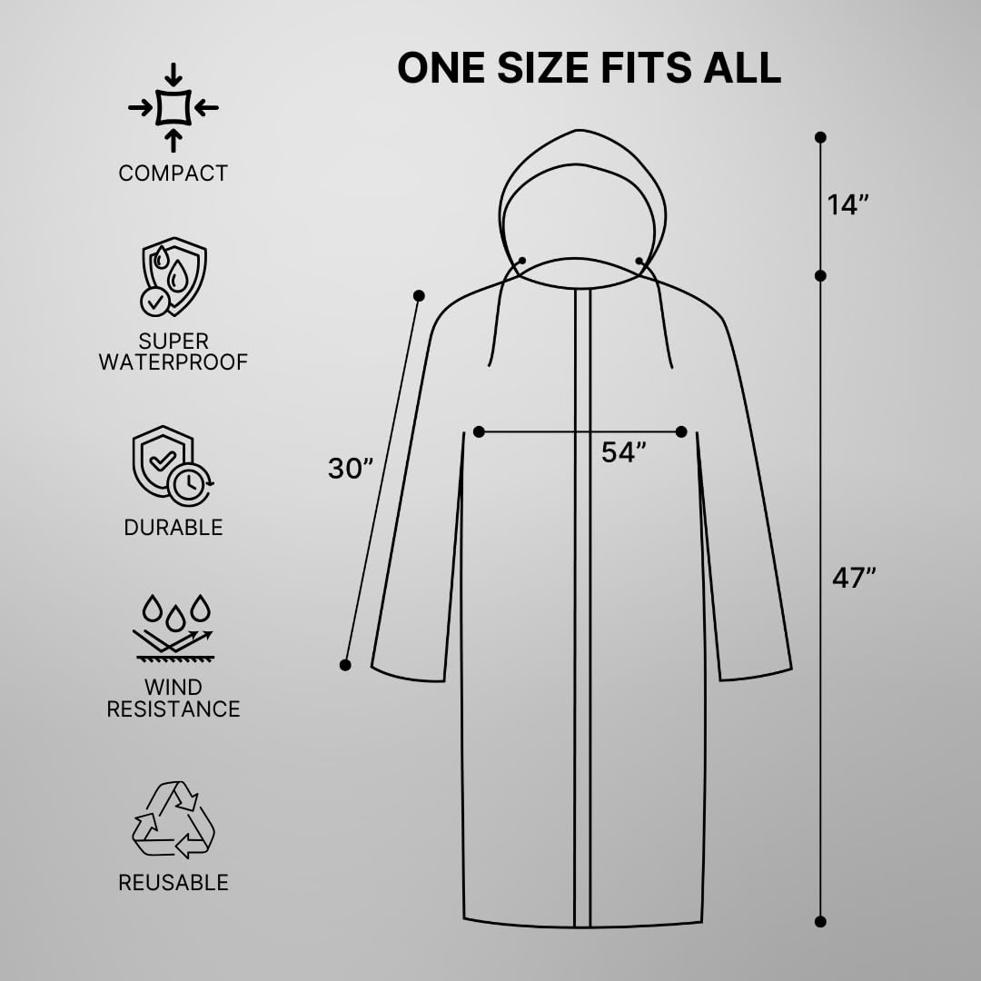 Citizen Eco-Friendly EVA Poncho Raincoat for Men & Women, Lightweight Waterproof Coat with Hood, Adjustable Drawstring, Button Closure Reusable & Durable Outdoor Rainwear