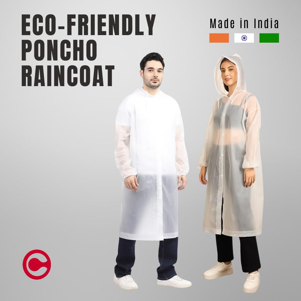 Citizen Eco-Friendly EVA Poncho Raincoat for Men & Women, Lightweight Waterproof Coat with Hood, Adjustable Drawstring, Button Closure Reusable & Durable Outdoor Rainwear