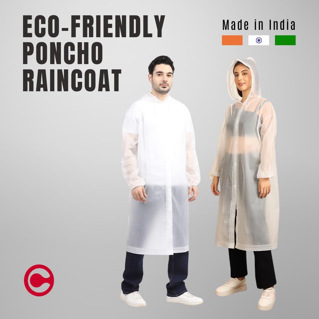 Citizen Eco-Friendly EVA Poncho Raincoat for Men & Women, Lightweight Waterproof Coat with Hood, Adjustable Drawstring, Button Closure Reusable & Durable Outdoor Rainwear