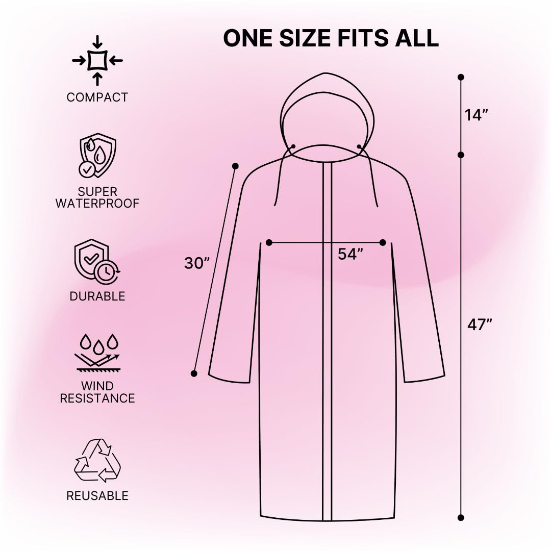 Citizen Eco-Friendly EVA Poncho Raincoat for Men & Women, Lightweight Waterproof Coat with Hood, Adjustable Drawstring, Button Closure Reusable & Durable Outdoor Rainwear