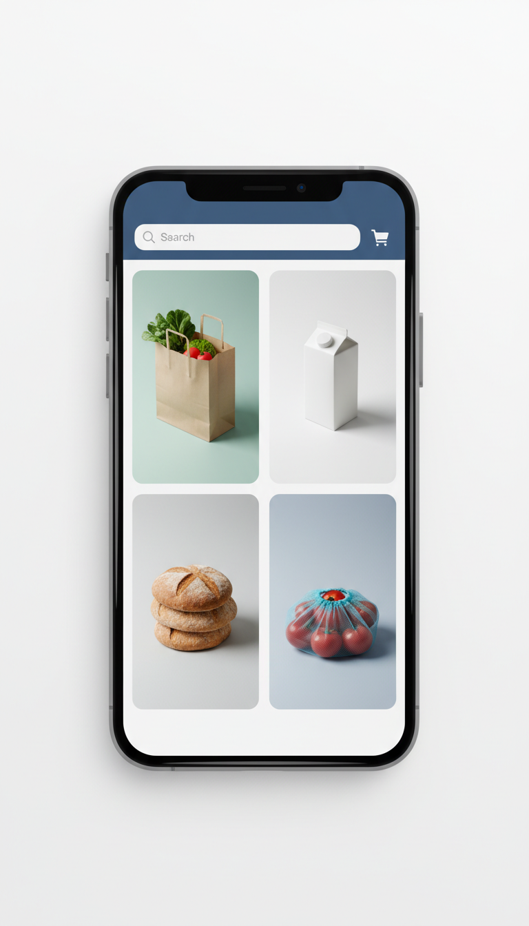 Minimalist Grocery App Interface on Smartphone