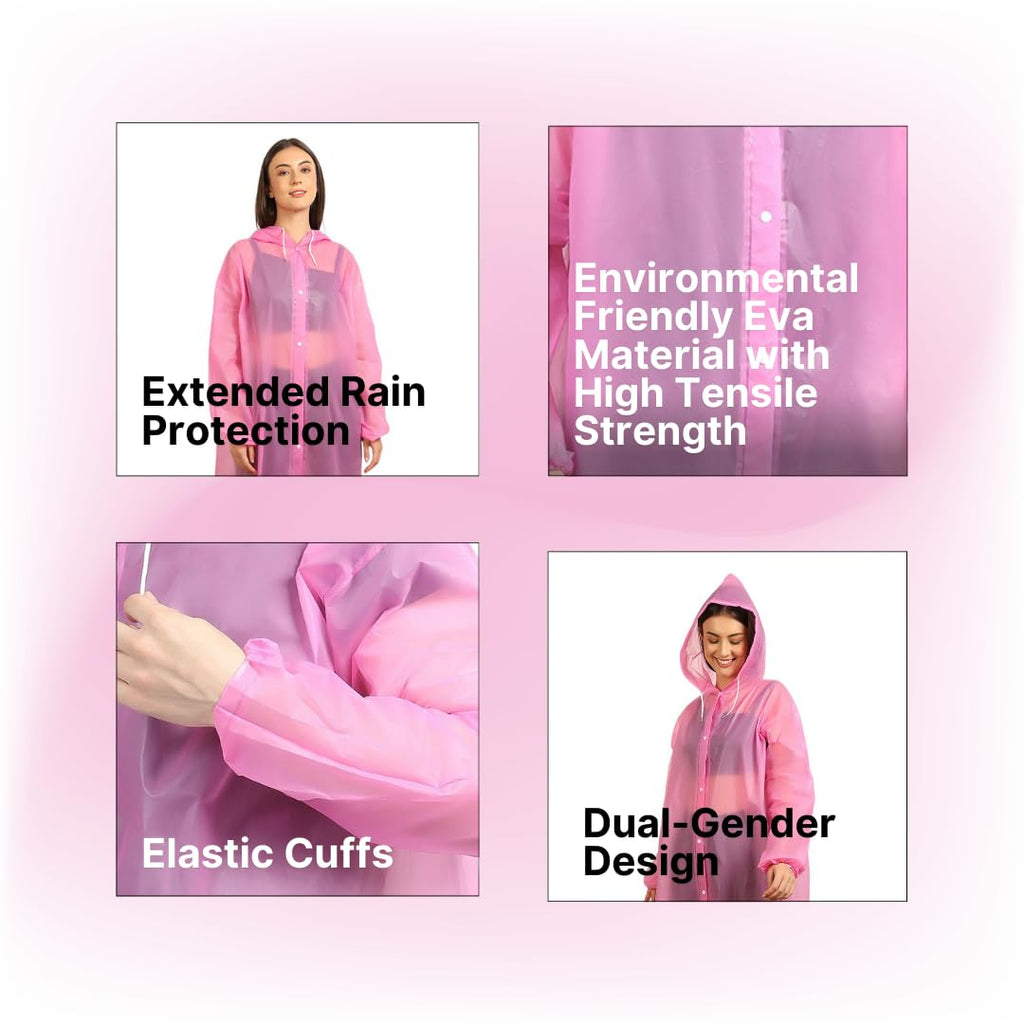 Citizen Eco-Friendly EVA Poncho Raincoat for Men & Women, Lightweight Waterproof Coat with Hood, Adjustable Drawstring, Button Closure Reusable & Durable Outdoor Rainwear