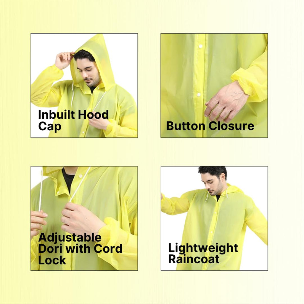 Citizen Eco-Friendly EVA Poncho Raincoat for Men & Women, Lightweight Waterproof Coat with Hood, Adjustable Drawstring, Button Closure Reusable & Durable Outdoor Rainwear