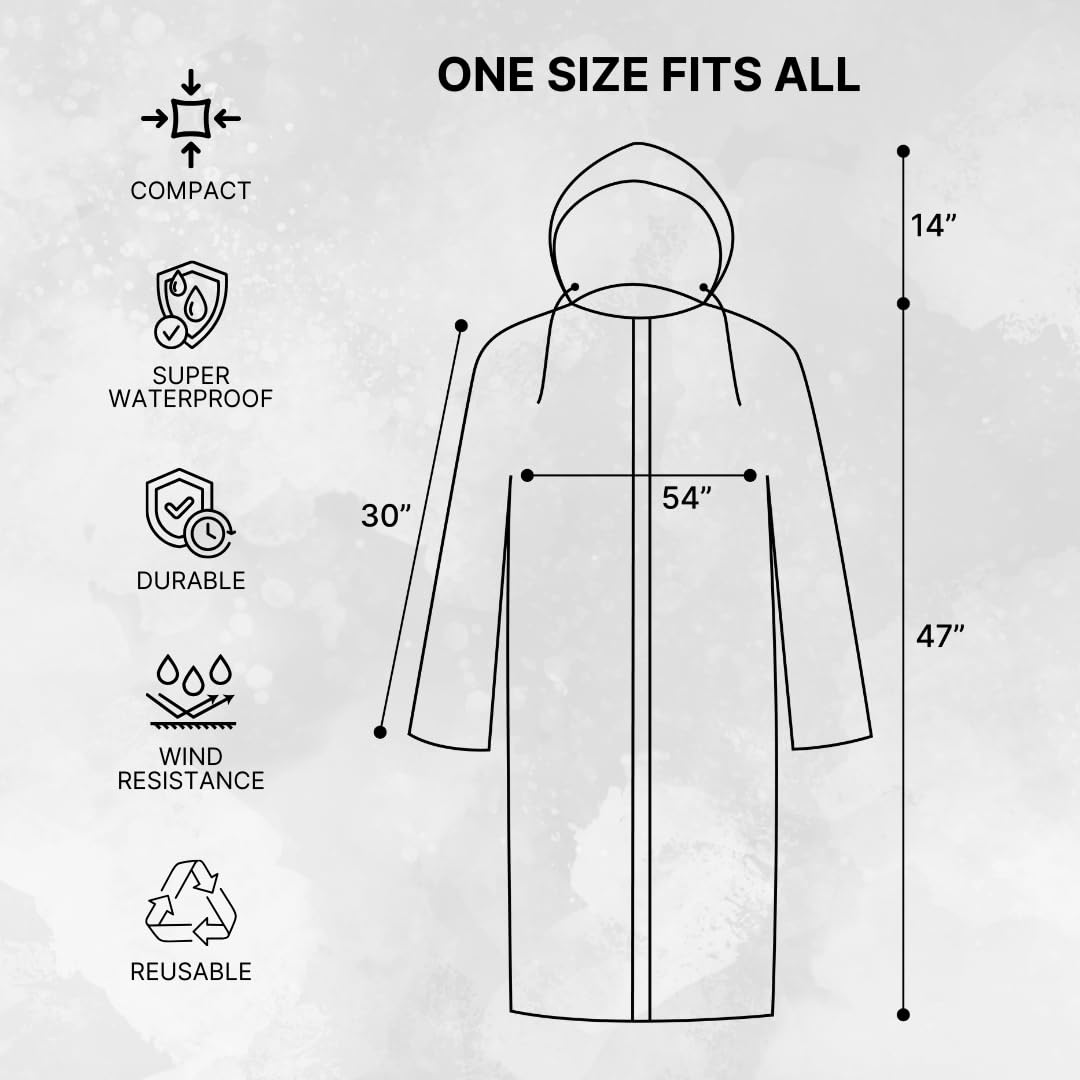 Citizen Eco-Friendly EVA Poncho Raincoat for Men & Women, Lightweight Waterproof Coat with Hood, Adjustable Drawstring, Button Closure Reusable & Durable Outdoor Rainwear
