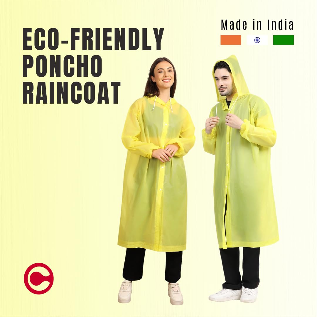 Citizen Eco-Friendly EVA Poncho Raincoat for Men & Women, Lightweight Waterproof Coat with Hood, Adjustable Drawstring, Button Closure Reusable & Durable Outdoor Rainwear