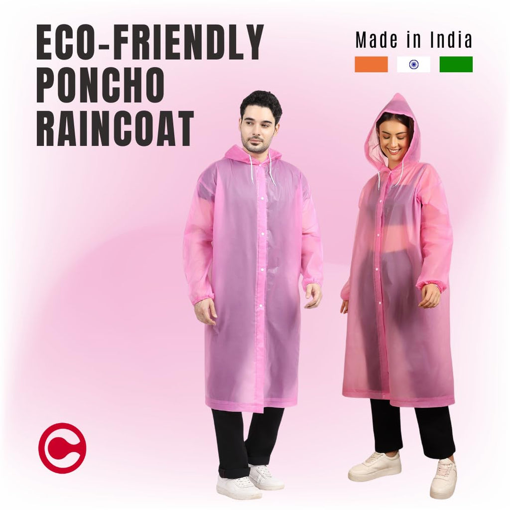 Citizen Eco-Friendly EVA Poncho Raincoat for Men & Women, Lightweight Waterproof Coat with Hood, Adjustable Drawstring, Button Closure Reusable & Durable Outdoor Rainwear