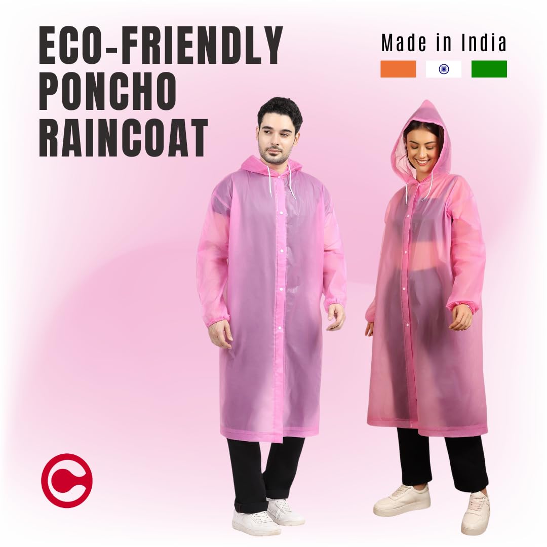 Citizen Eco-Friendly EVA Poncho Raincoat for Men & Women, Lightweight Waterproof Coat with Hood, Adjustable Drawstring, Button Closure Reusable & Durable Outdoor Rainwear