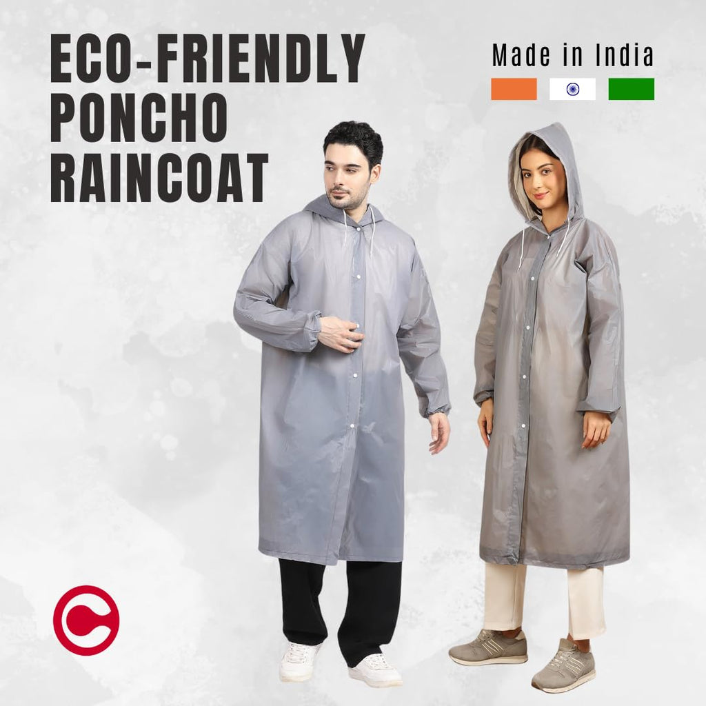 Citizen Eco-Friendly EVA Poncho Raincoat for Men & Women, Lightweight Waterproof Coat with Hood, Adjustable Drawstring, Button Closure Reusable & Durable Outdoor Rainwear