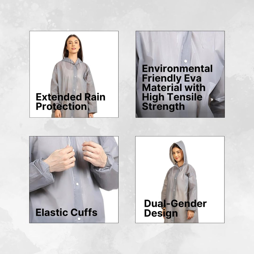 Citizen Eco-Friendly EVA Poncho Raincoat for Men & Women, Lightweight Waterproof Coat with Hood, Adjustable Drawstring, Button Closure Reusable & Durable Outdoor Rainwear