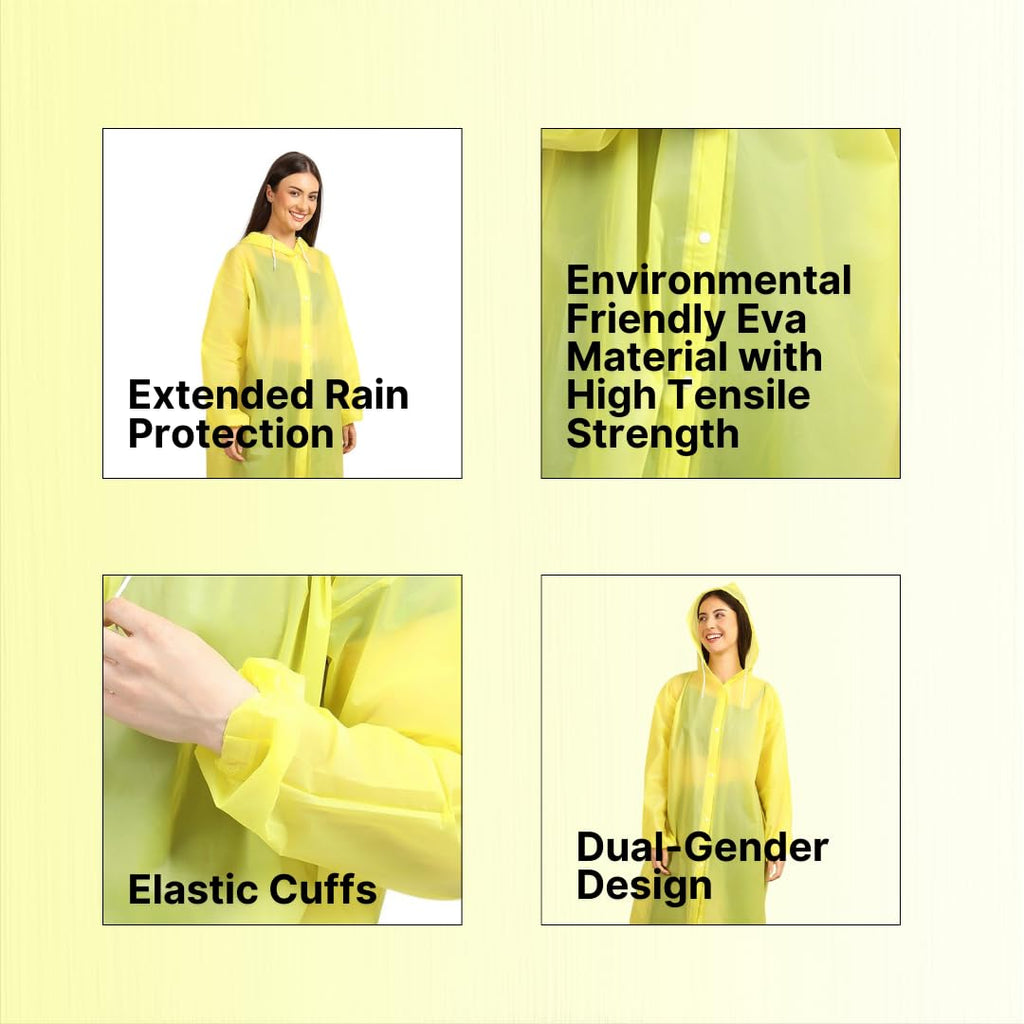 Citizen Eco-Friendly EVA Poncho Raincoat for Men & Women, Lightweight Waterproof Coat with Hood, Adjustable Drawstring, Button Closure Reusable & Durable Outdoor Rainwear